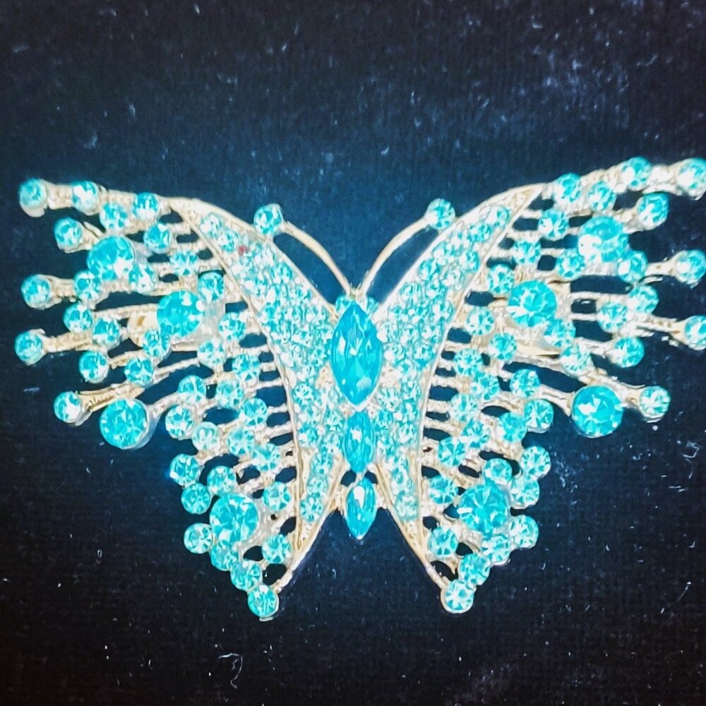 Blue Rhinestone Butterfly - Beautiful !!